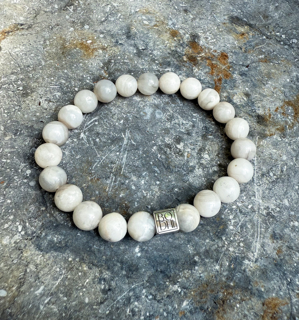 Bodhi Armband - Witte agaat 8mm