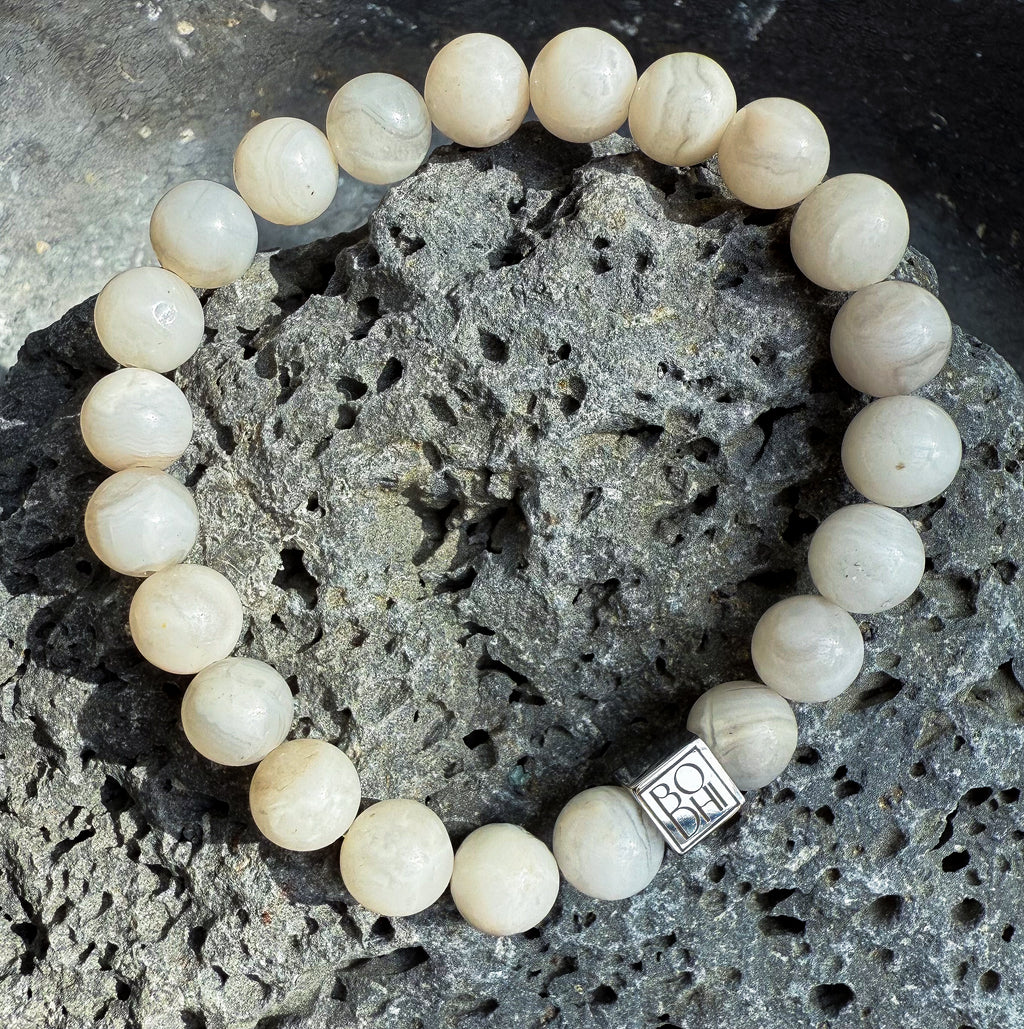 Bodhi Armband - Witte agaat 8mm