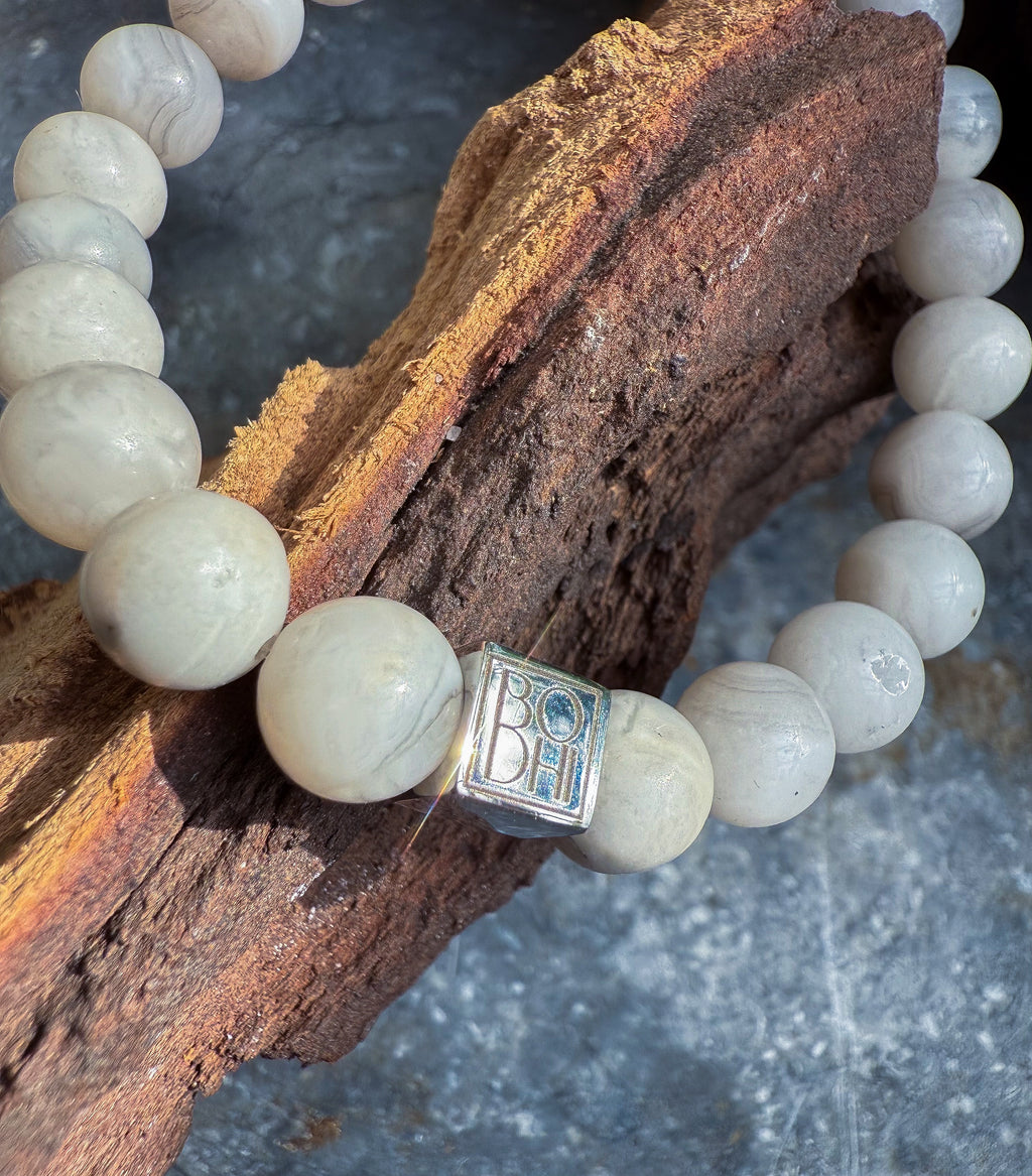 Bodhi Armband - Witte agaat 8mm