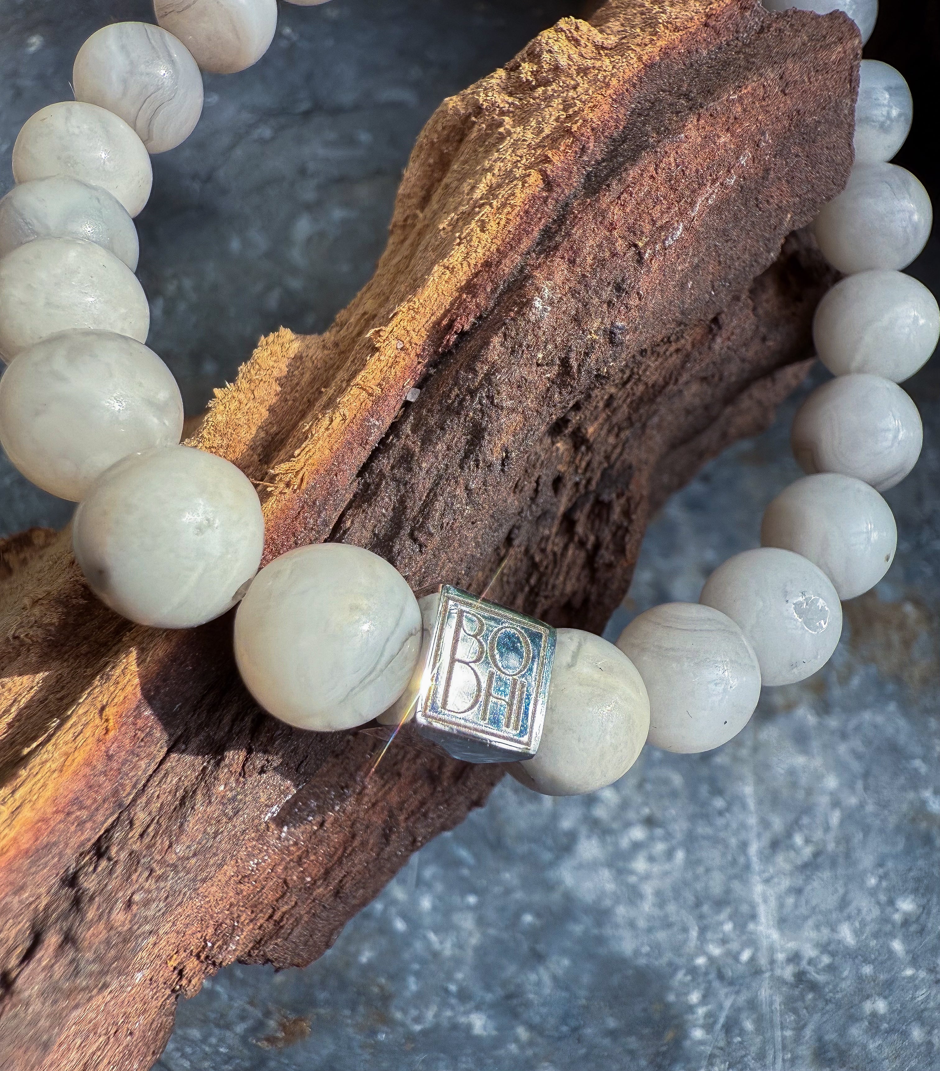 Bodhi Armband - Witte agaat 8mm