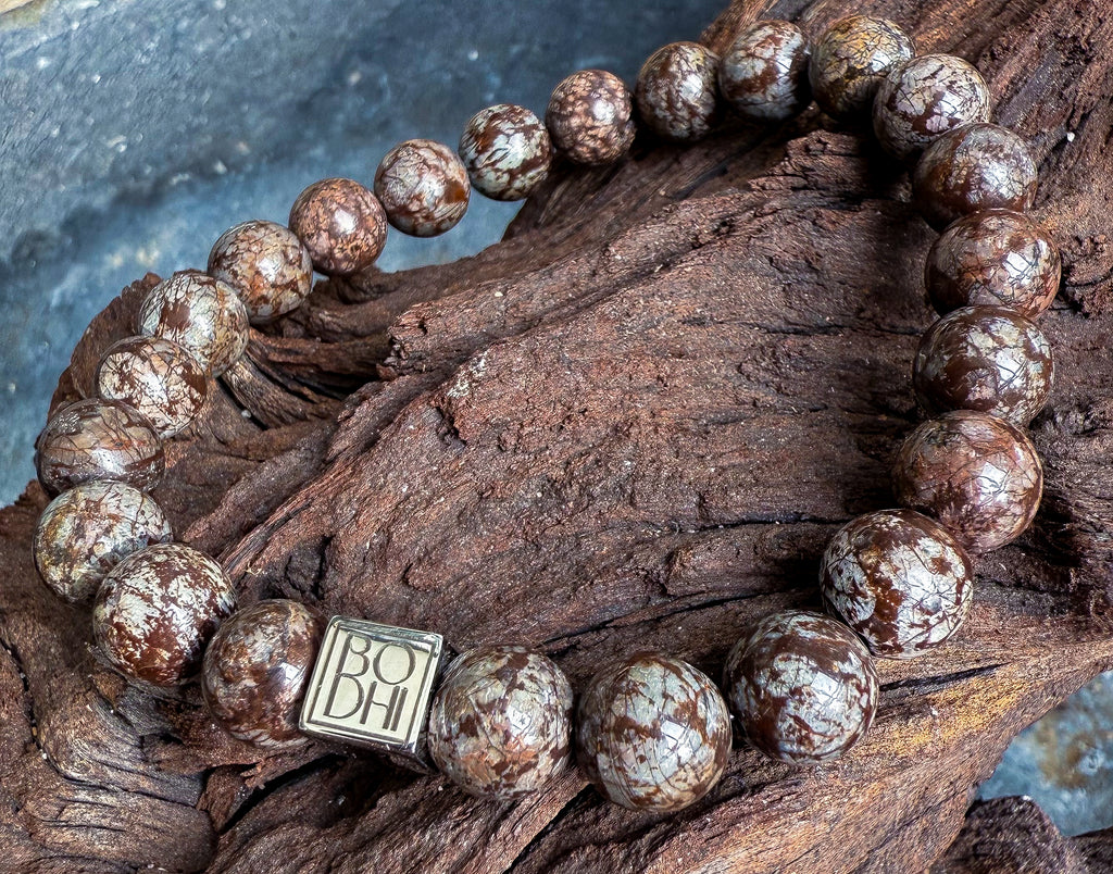 Bodhi Armband - Bruine sneeuwvlok obsidiaan 8mm