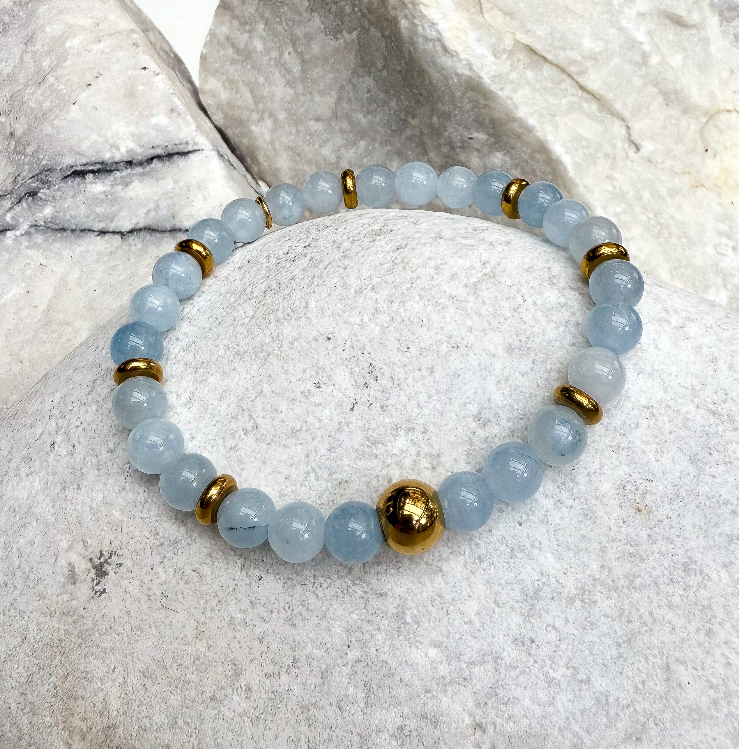 Bodhi Armband Dames - Blauwe aquamarin 6mm