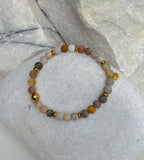 Bodhi Armband dames - Frosted bamboebladagaat 6mm