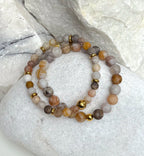 Bodhi Armband dames - Frosted bamboebladagaat 6mm