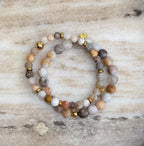 Bodhi Armband dames - Frosted bamboebladagaat 6mm