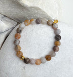 Bodhi Armband Dames - Frosted bamboebladagaat 8mm