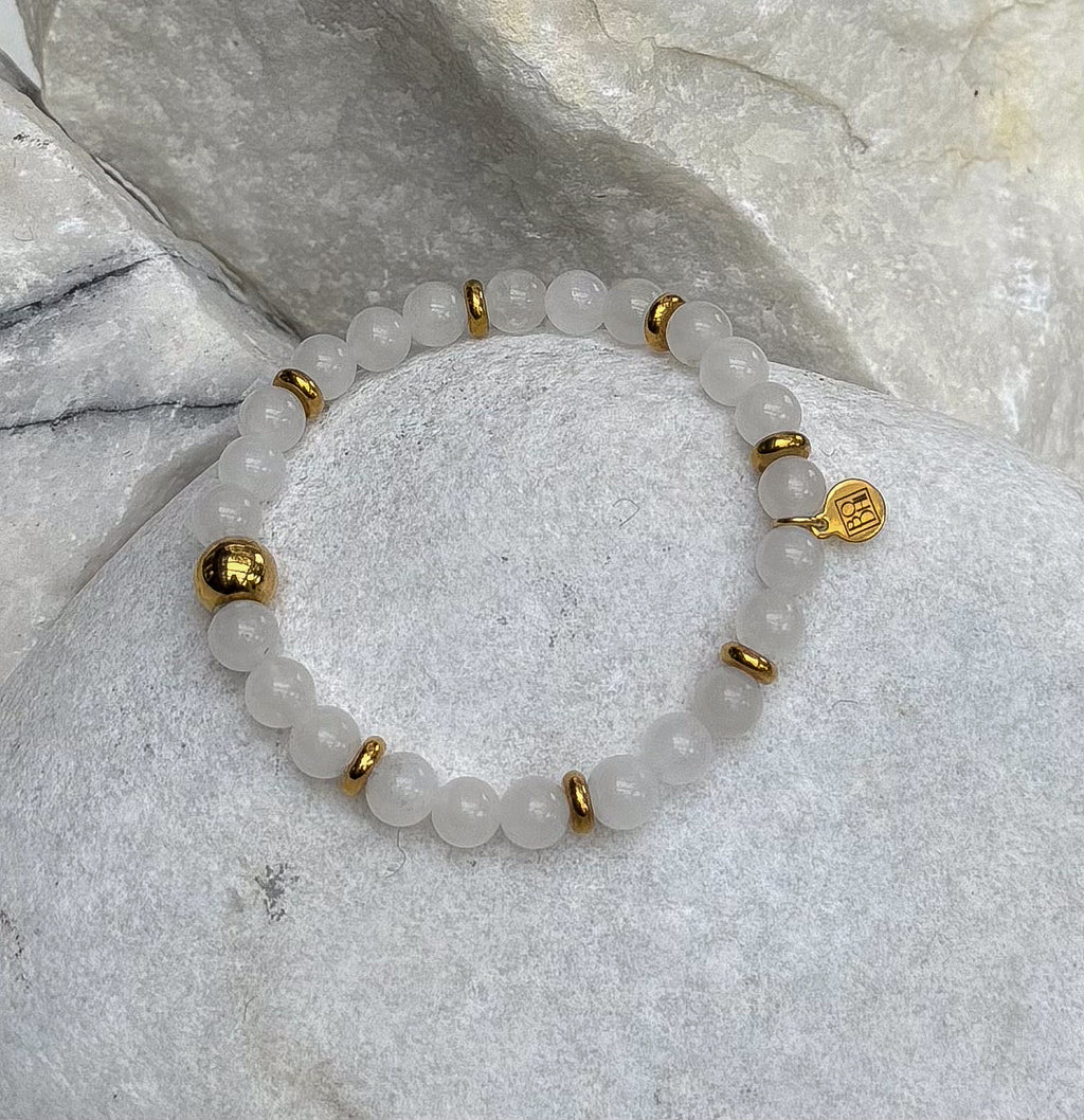 Bodhi Armband Dames - Witte jade 6mm