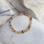 Bodhi Armband Dames - Frosted witte sardonyx 6mm