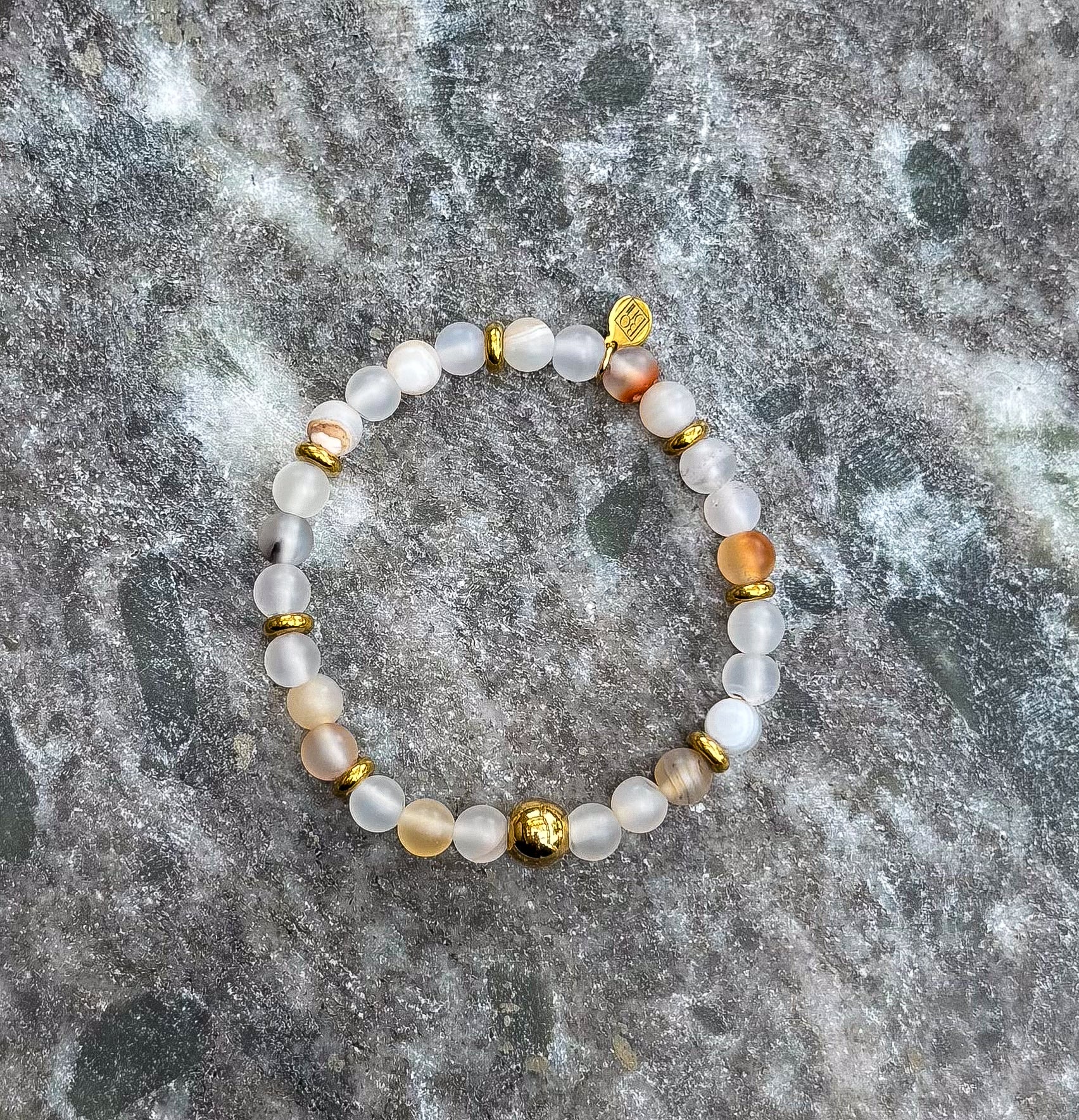 Bodhi Armband Dames - Frosted witte sardonyx 6mm