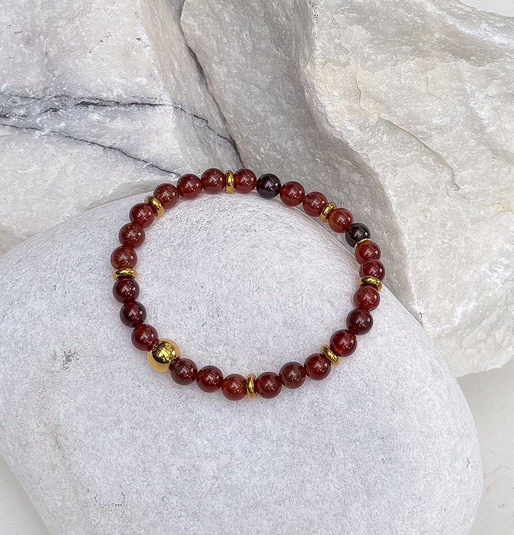 Bodhi Armband Dames - Oranje granaat 6mm