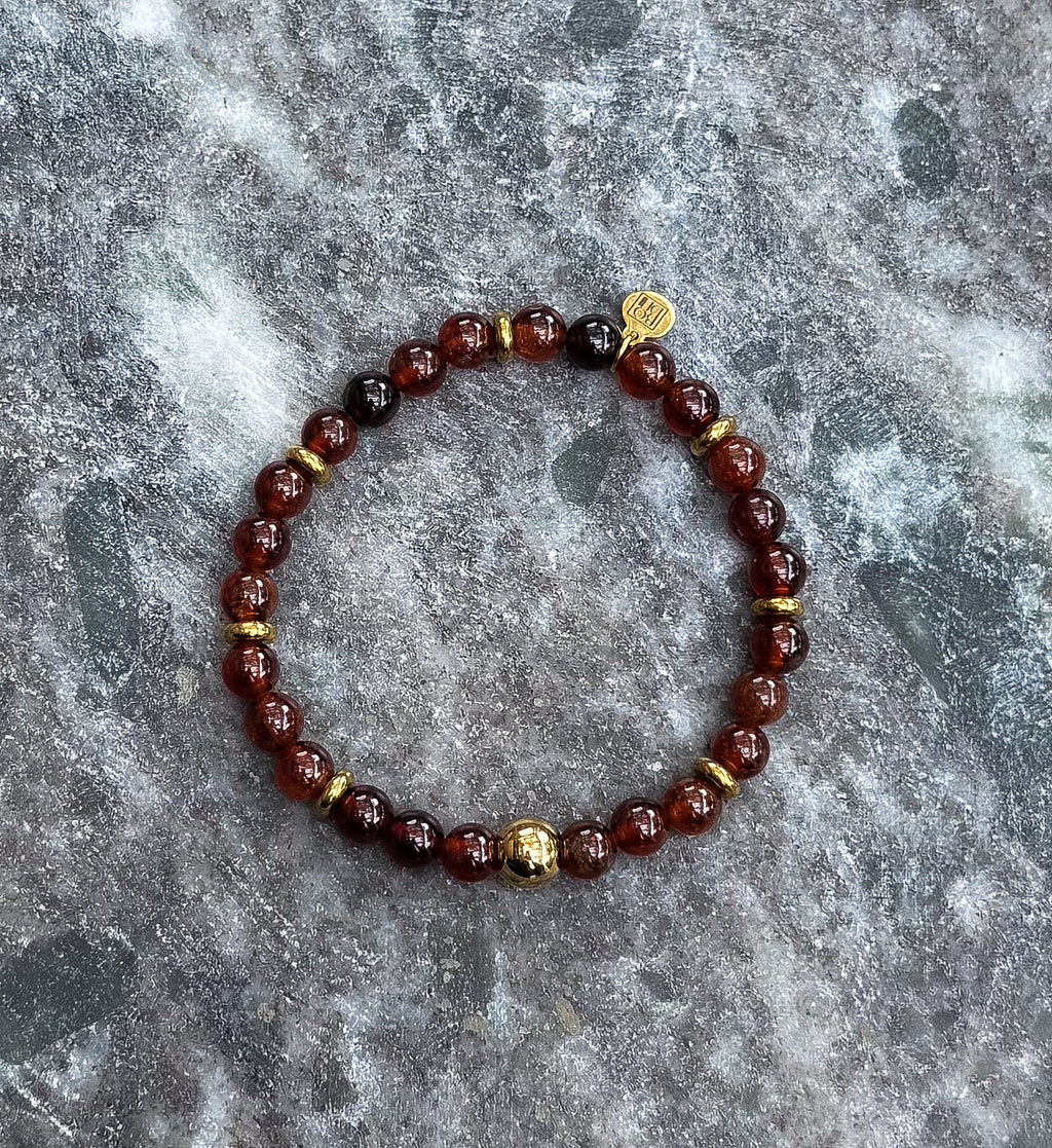 Bodhi Armband Dames - Oranje granaat 6mm