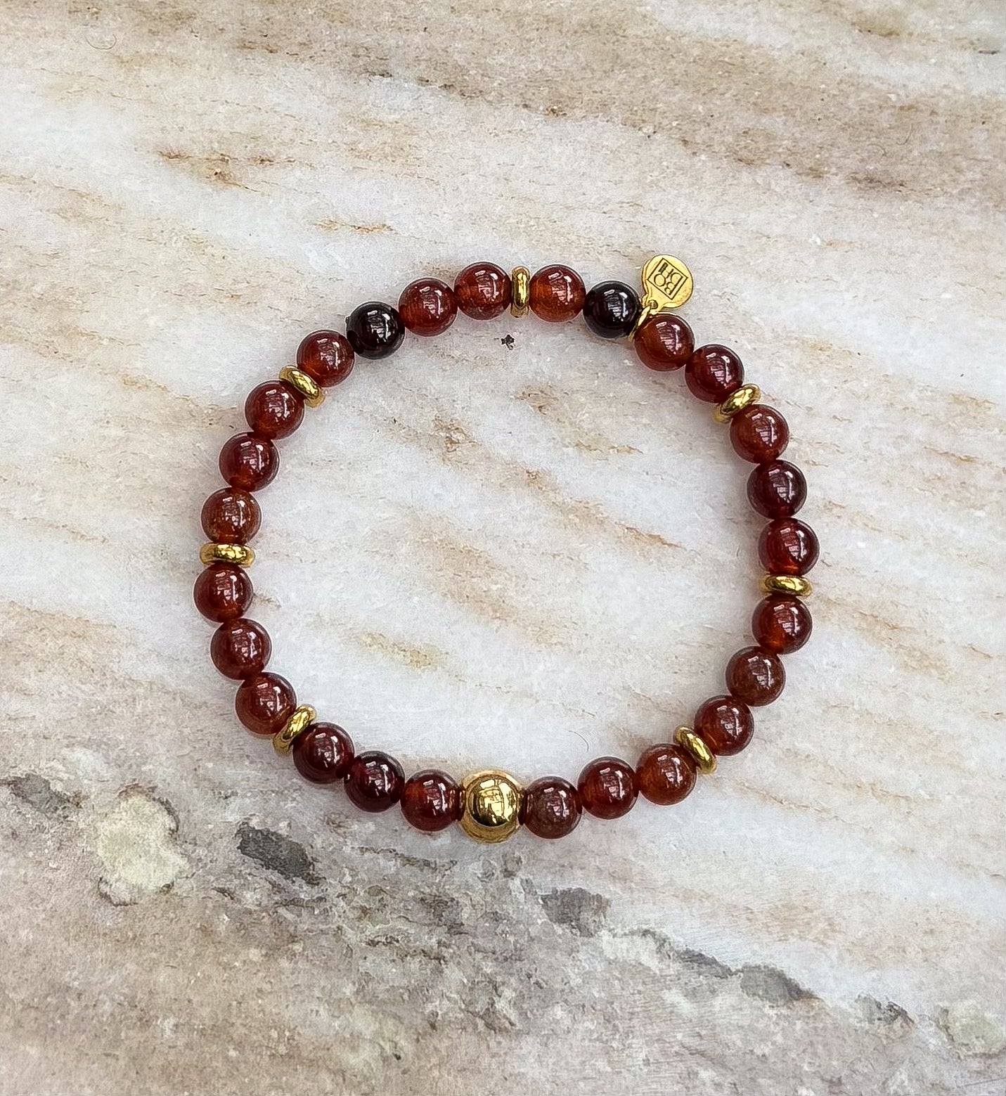 Bodhi Armband Dames - Oranje granaat 6mm