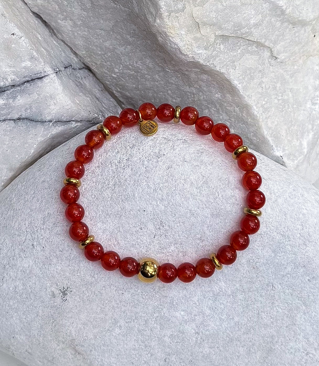 Bodhi Armband Dames - Donkerrode agaat 6mm