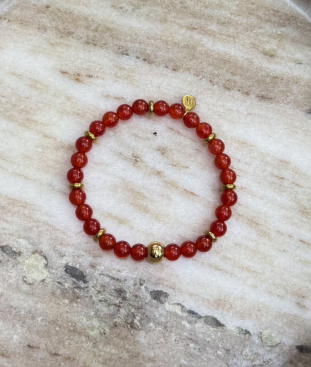 Bodhi Armband Dames - Donkerrode agaat 6mm