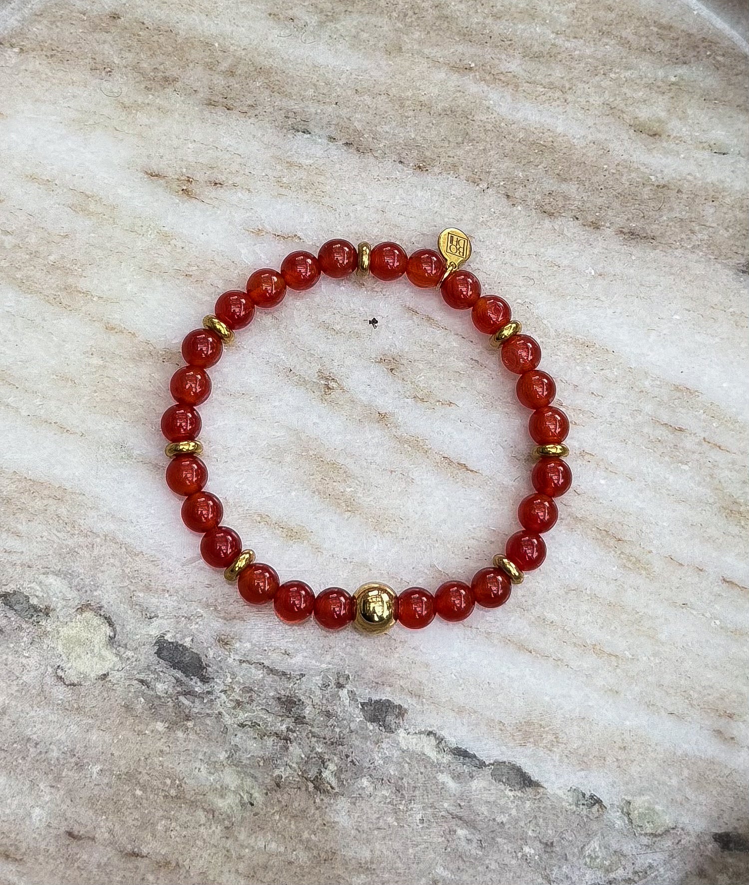 Bodhi Armband Dames - Donkerrode agaat 6mm