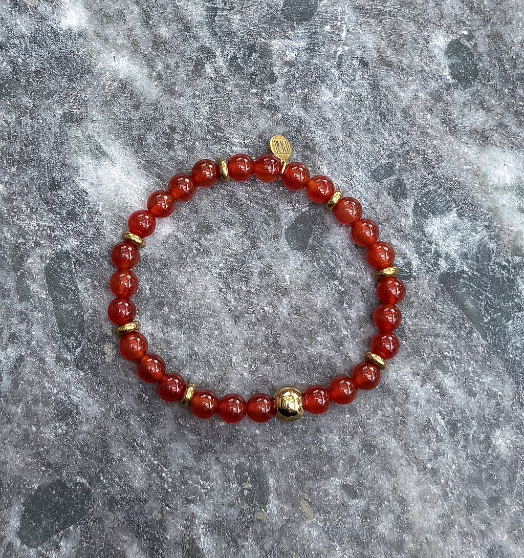 Bodhi Armband Dames - Donkerrode agaat 6mm