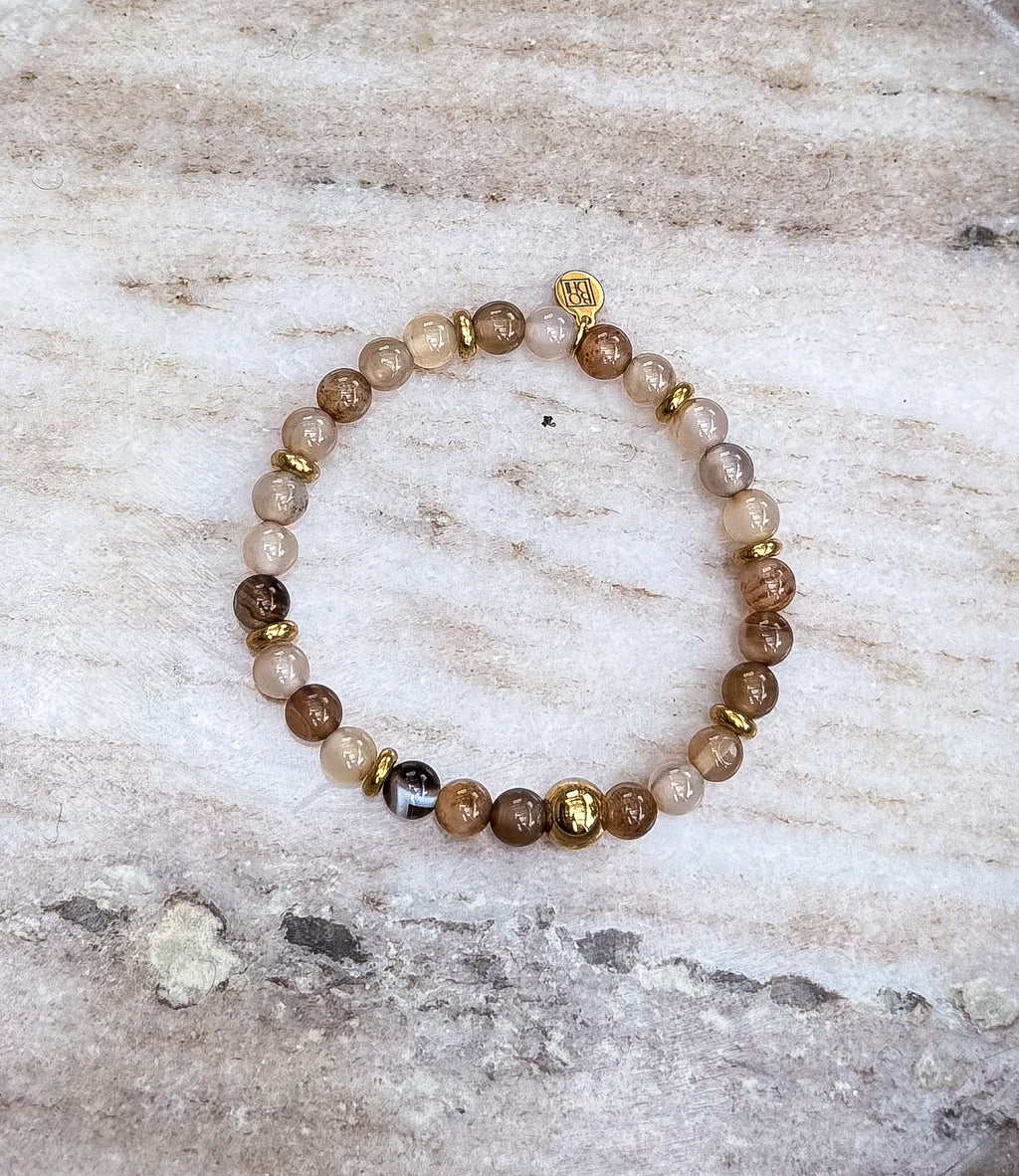 Bodhi Armband Dames - Bruine agaat 6mm