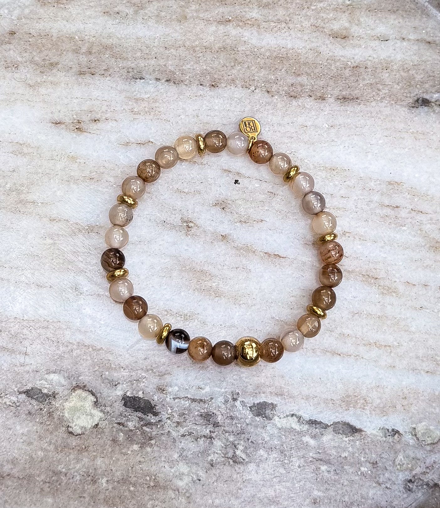 Bodhi Armband Dames - Bruine agaat 6mm