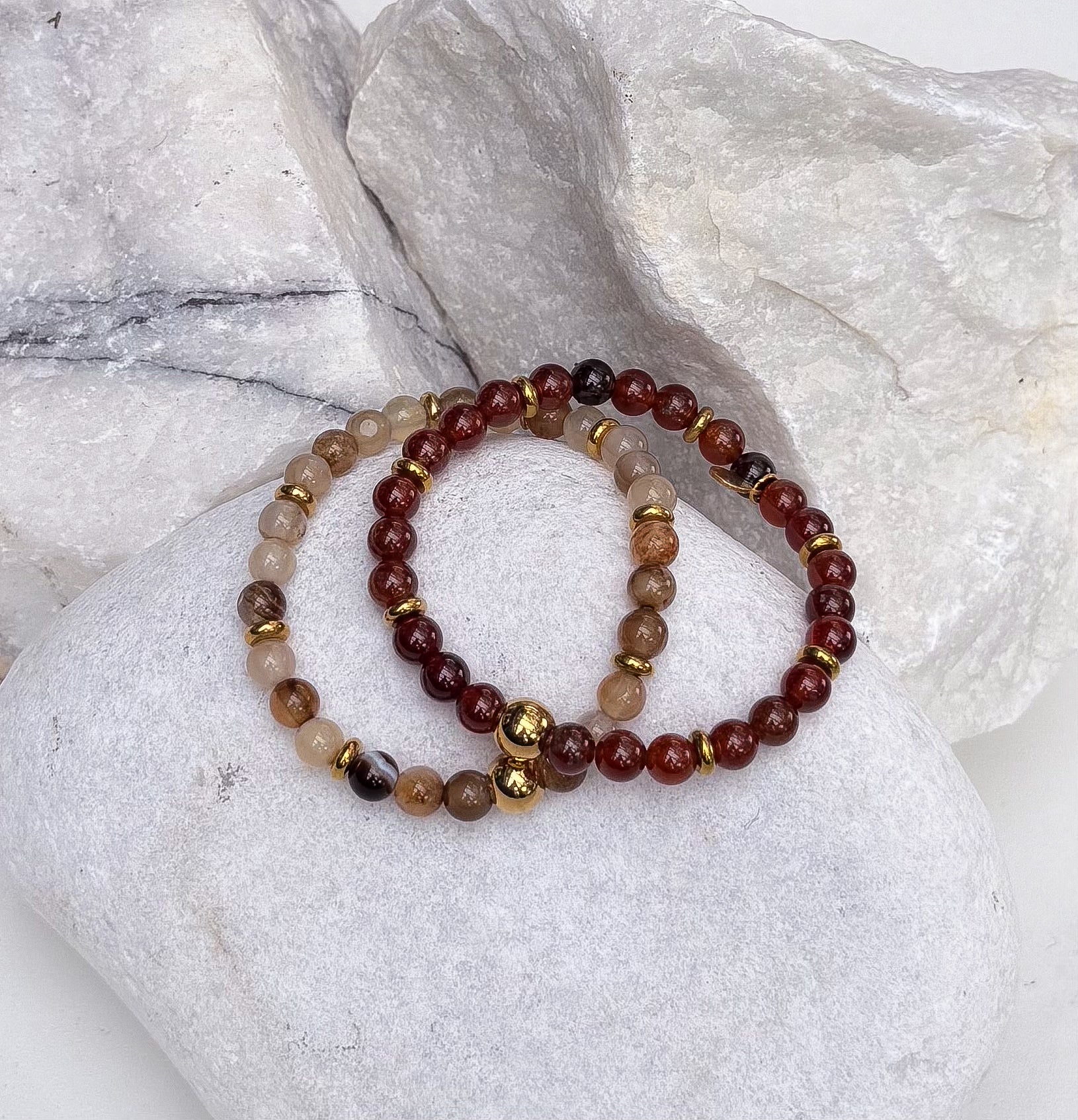 Bodhi Armband Dames - Bruine agaat 6mm