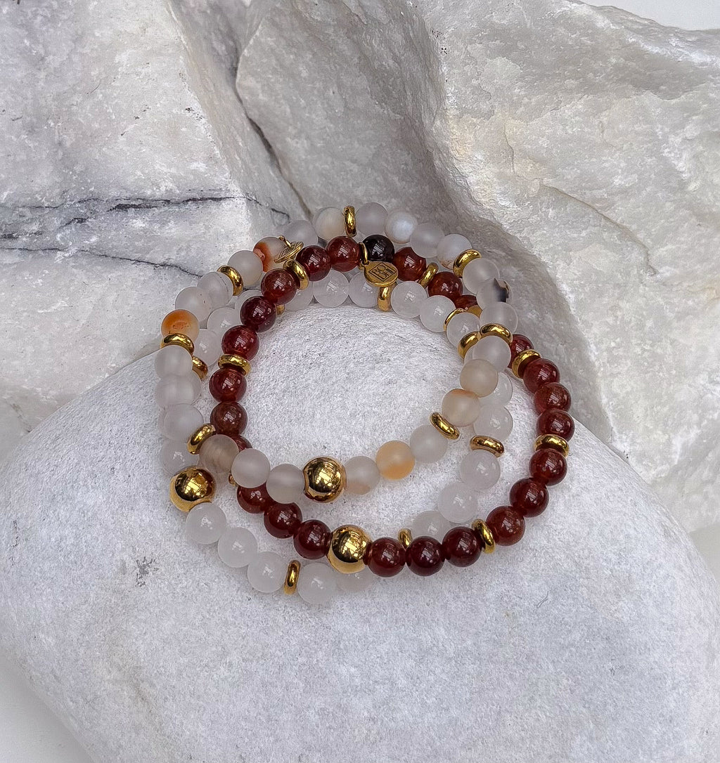 Bodhi Armband Dames - Oranje granaat 6mm