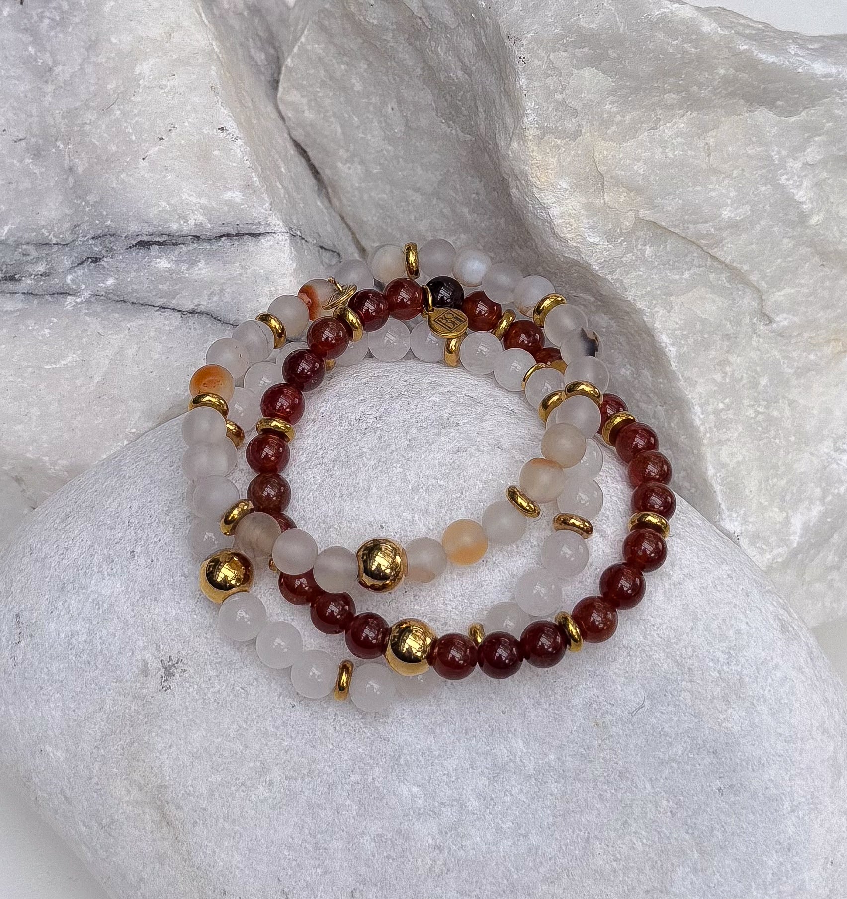 Bodhi Armband Dames - Oranje granaat 6mm