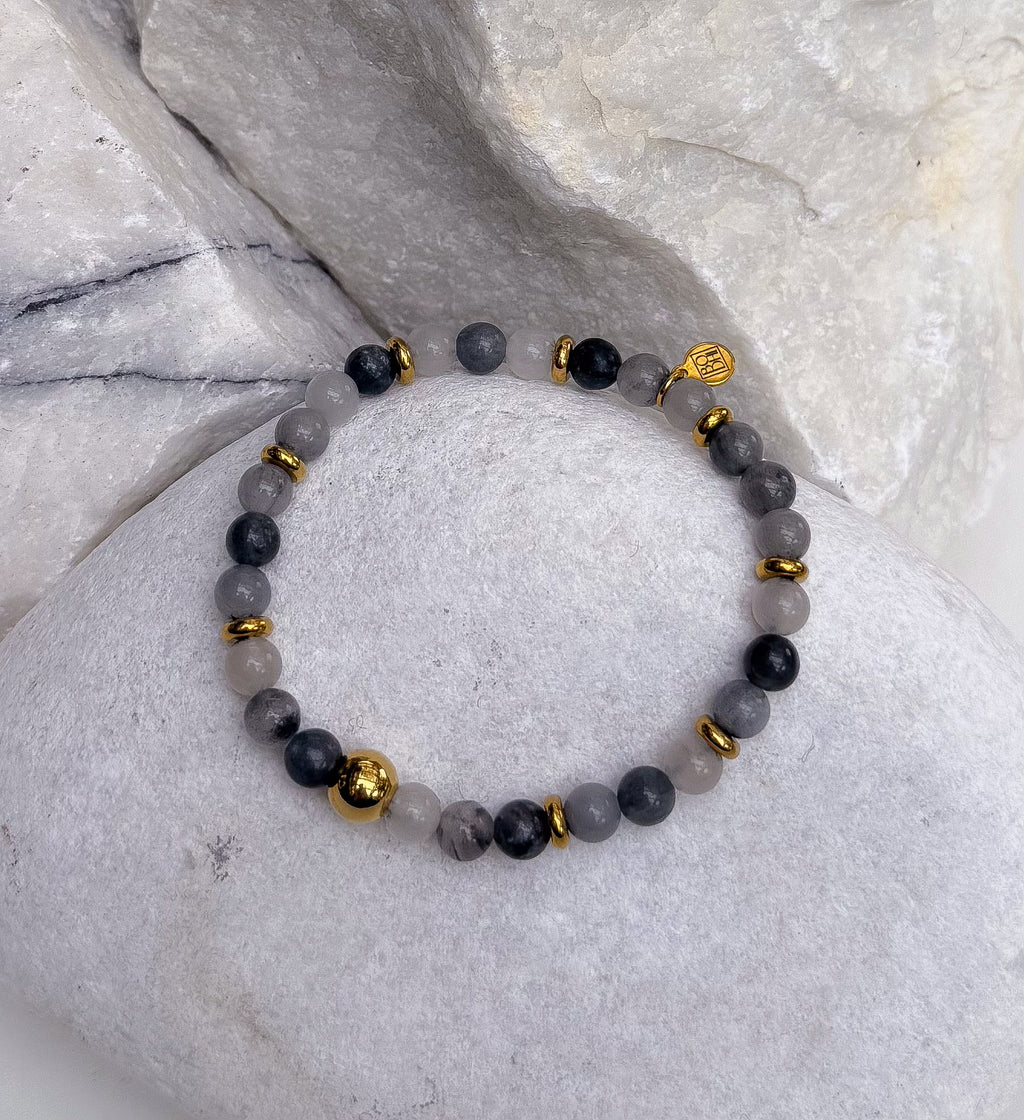 Bodhi Armband Dames - Grijze kwarts 6mm