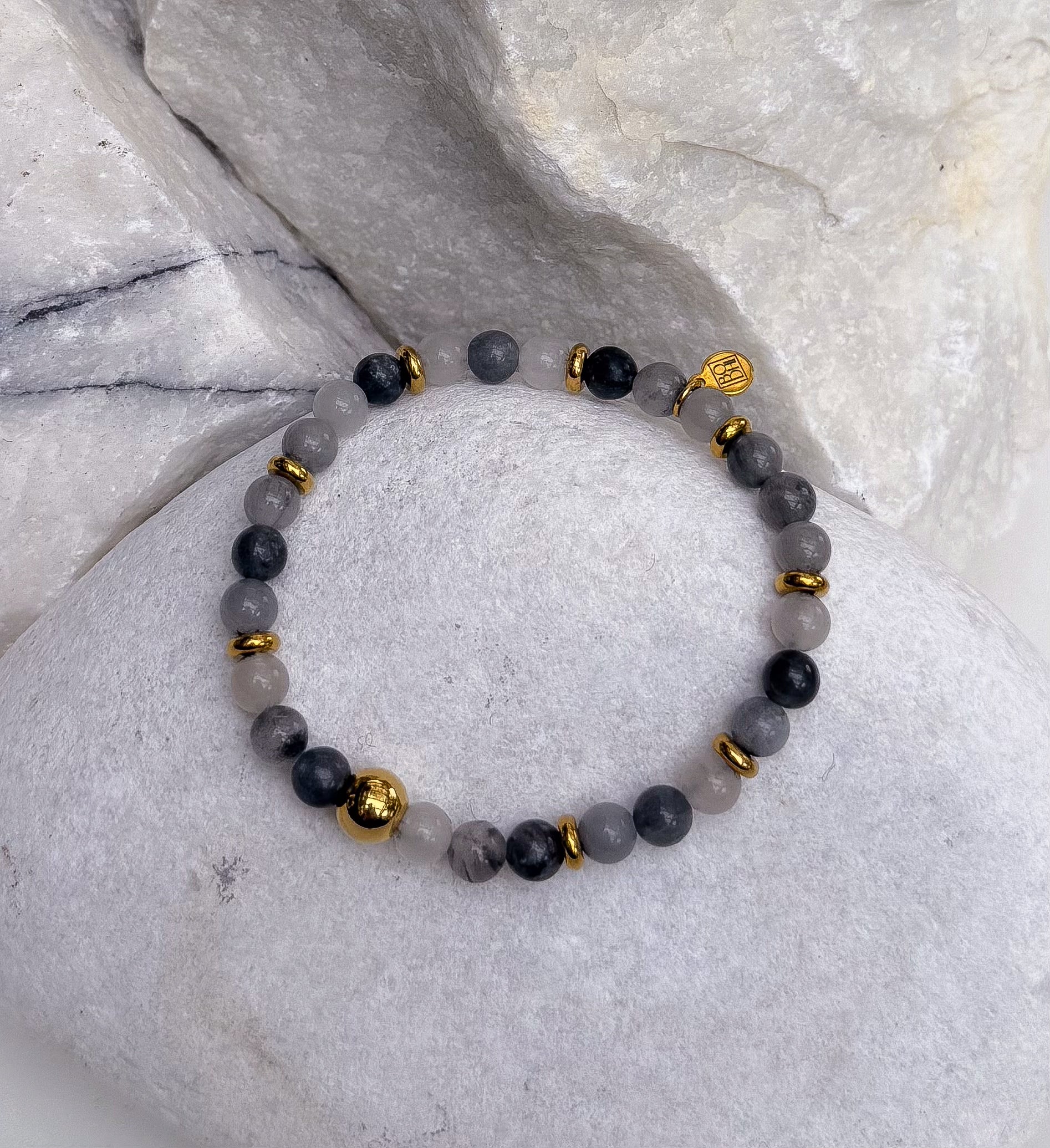 Bodhi Armband Dames - Grijze kwarts 6mm