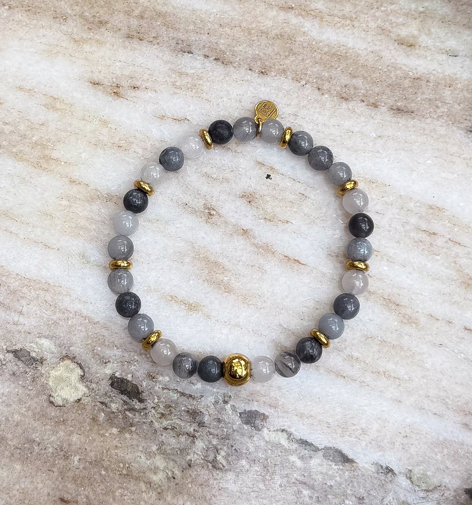 Bodhi Armband Dames - Grijze kwarts 6mm