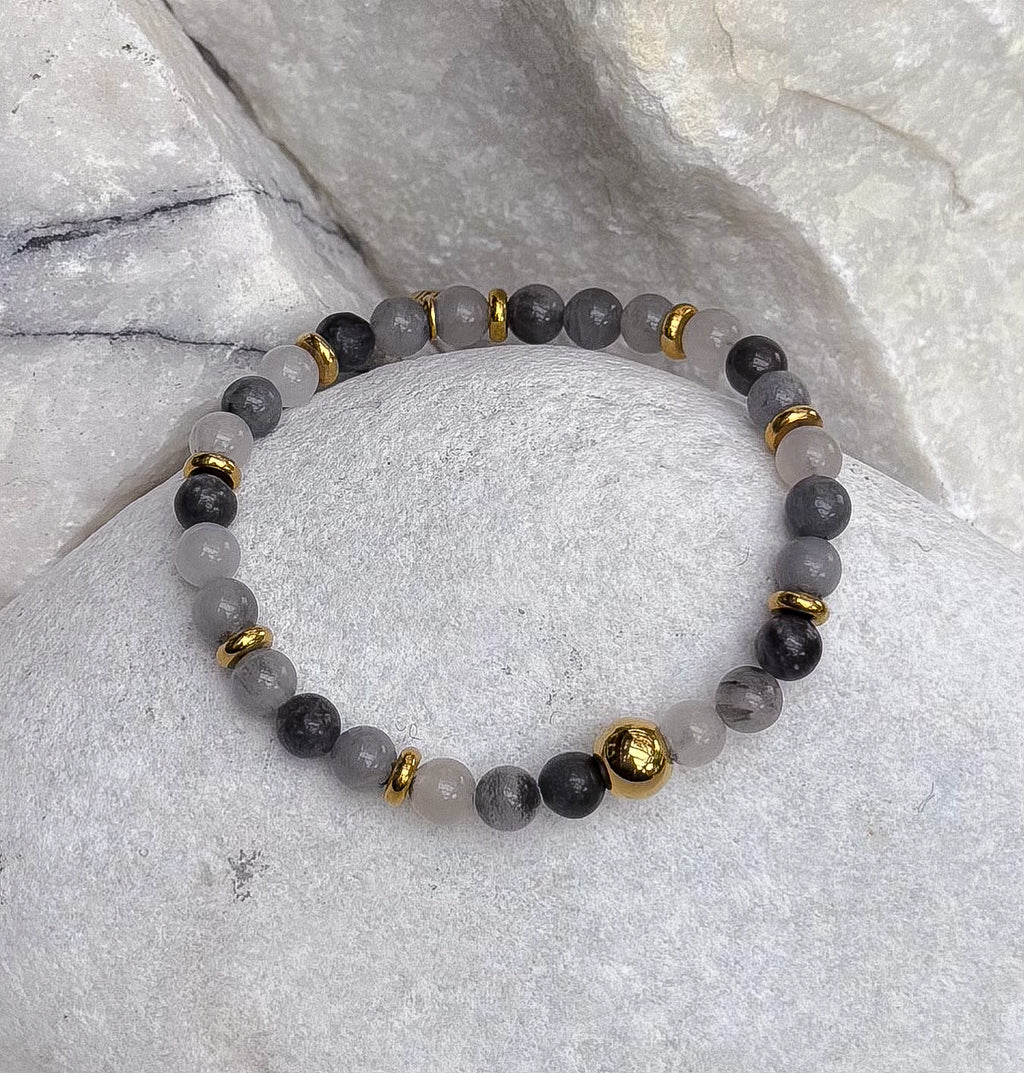 Bodhi Armband Dames - Grijze kwarts 6mm