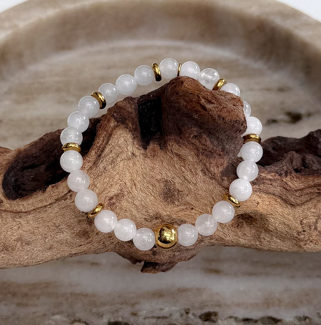 Bodhi Armband Dames - Witte jade 6mm