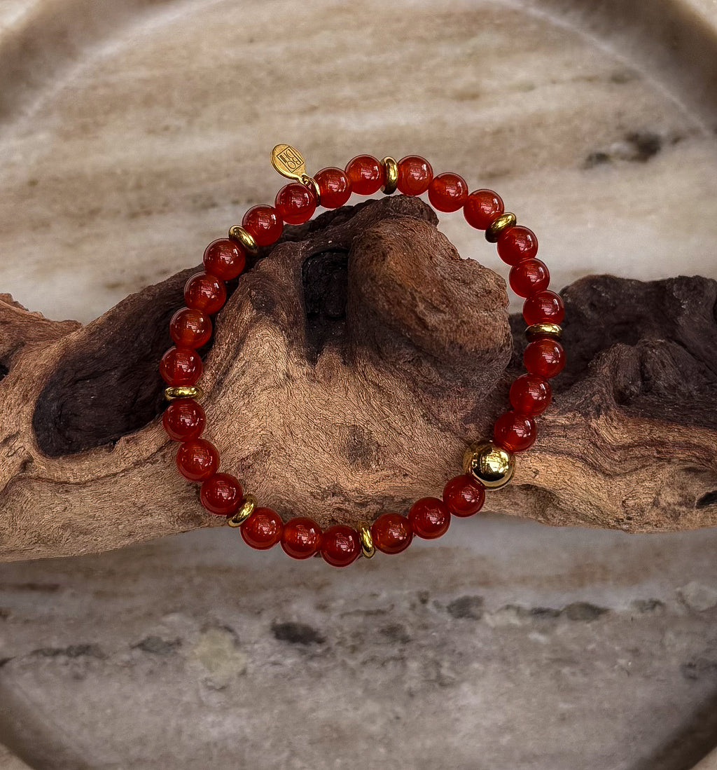 Bodhi Armband Dames - Donkerrode agaat 6mm