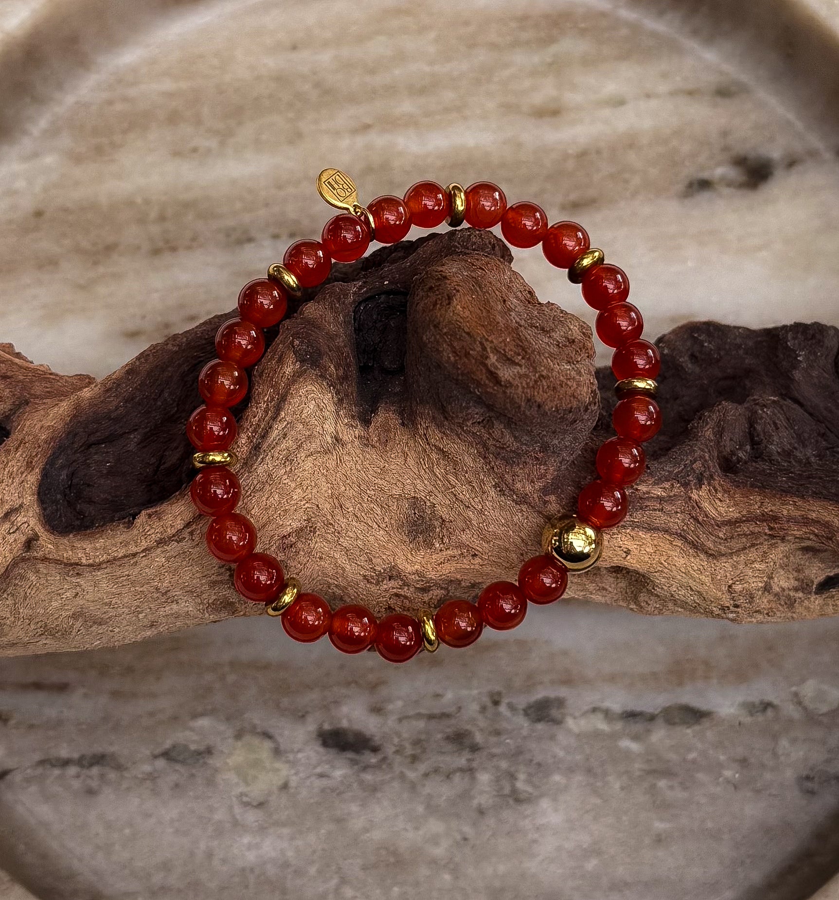 Bodhi Armband Dames - Donkerrode agaat 6mm