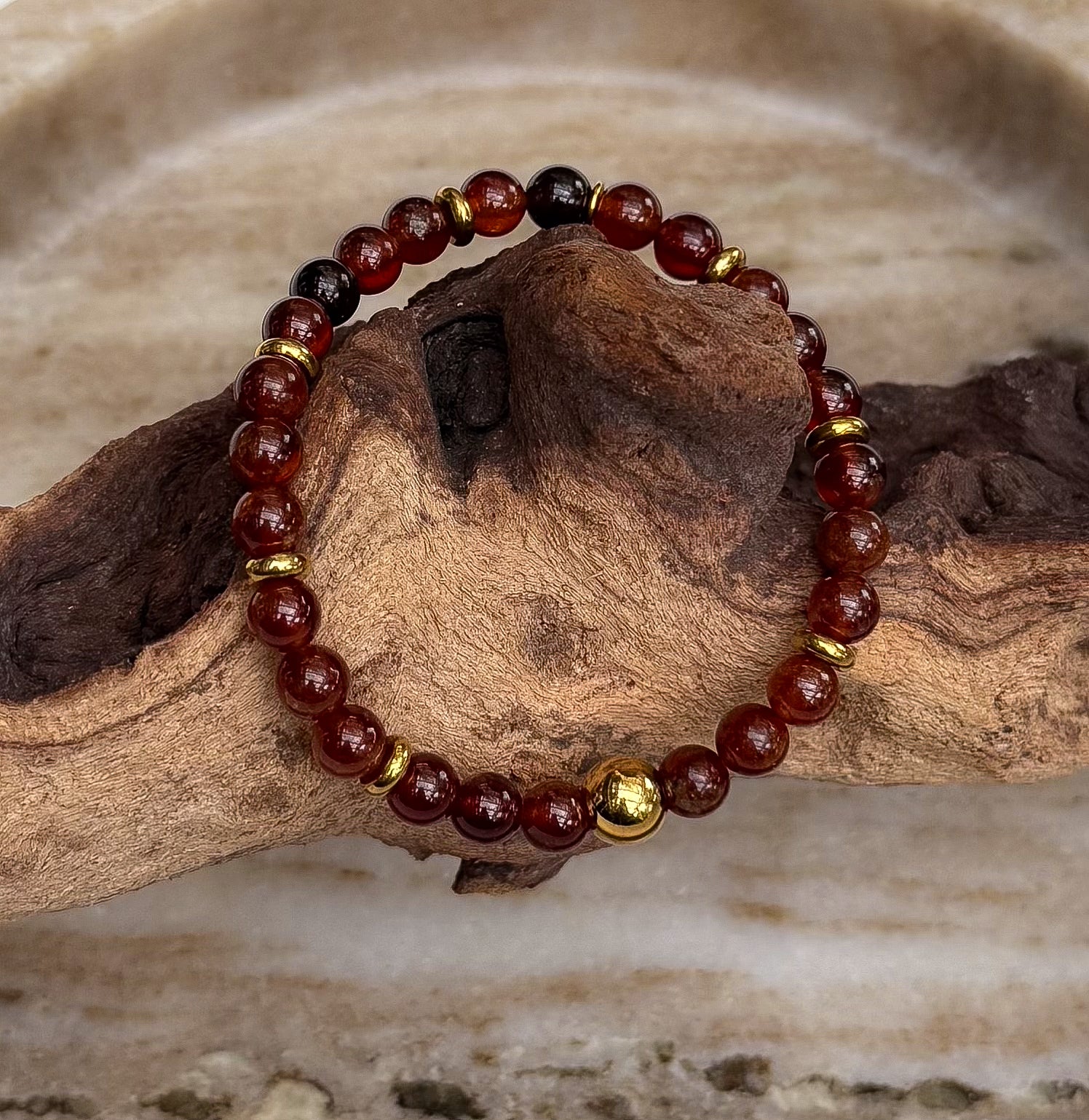 Bodhi Armband Dames - Oranje granaat 6mm