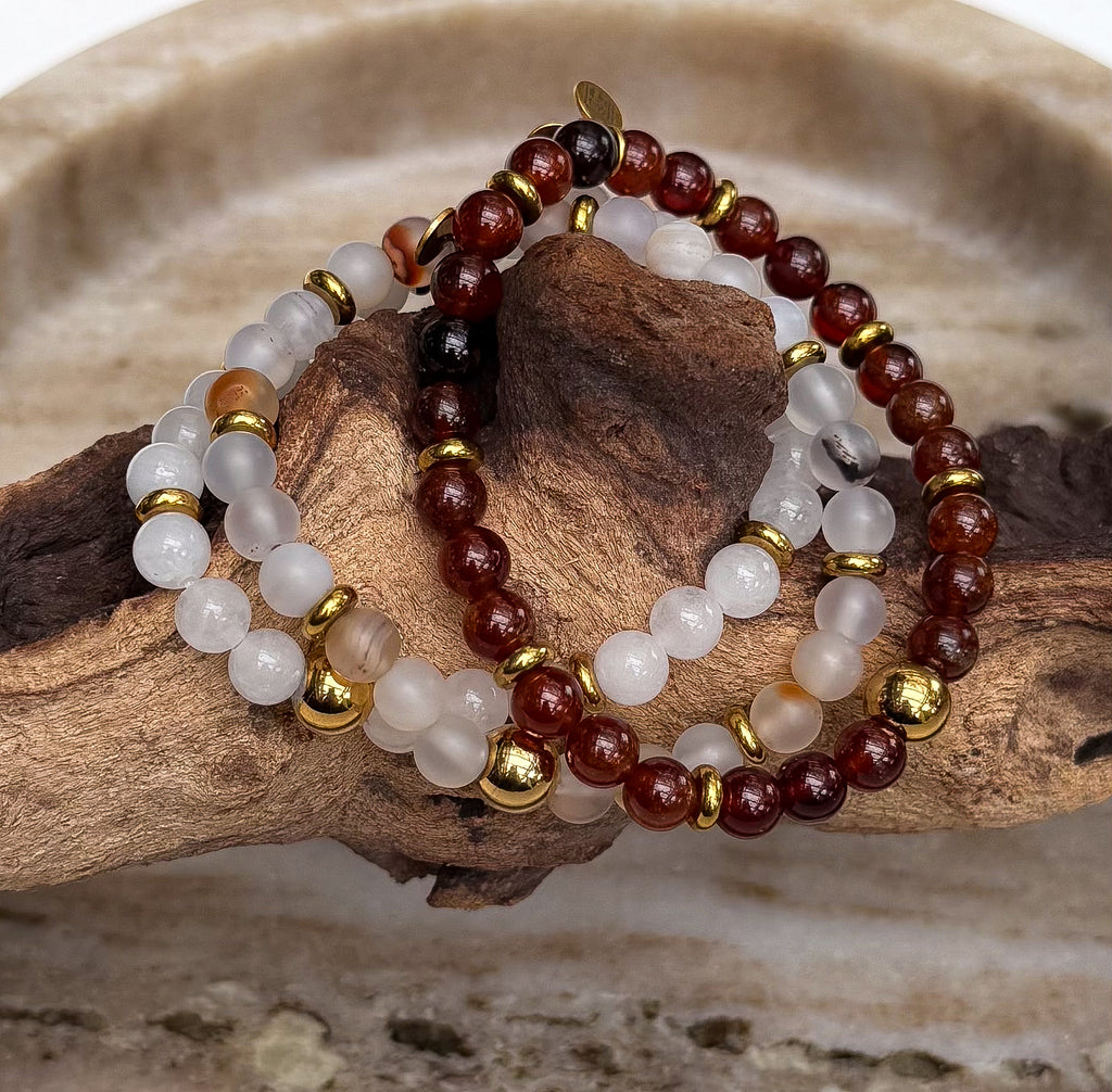 Bodhi Armband Dames - Oranje granaat 6mm