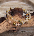 Bodhi Armband dames - Frosted bamboebladagaat 6mm