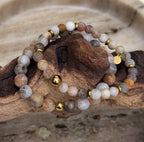 Bodhi Armband dames - Frosted bamboebladagaat 6mm