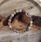 Bodhi Armband Dames - Frosted bamboebladagaat 8mm