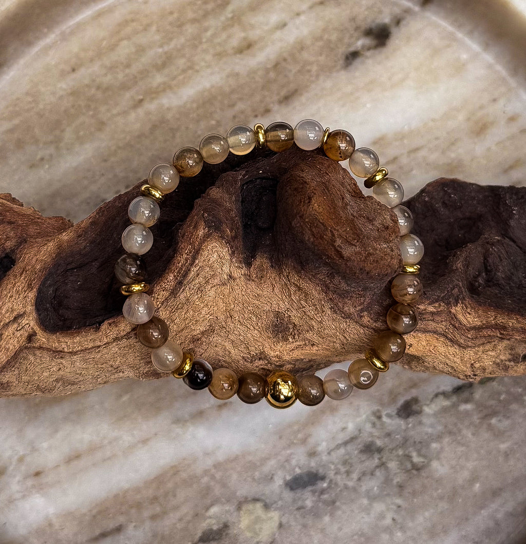 Bodhi Armband Dames - Bruine agaat 6mm