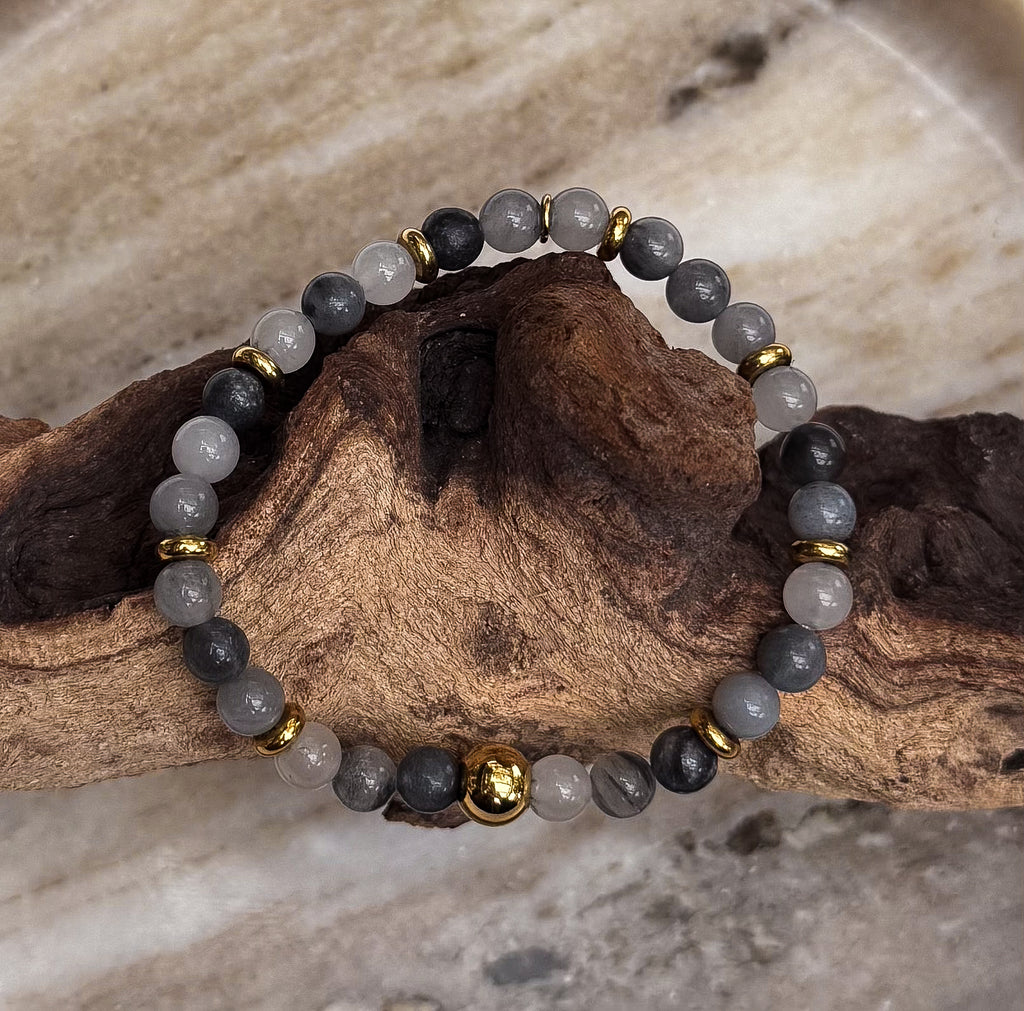 Bodhi Armband Dames - Grijze kwarts 6mm