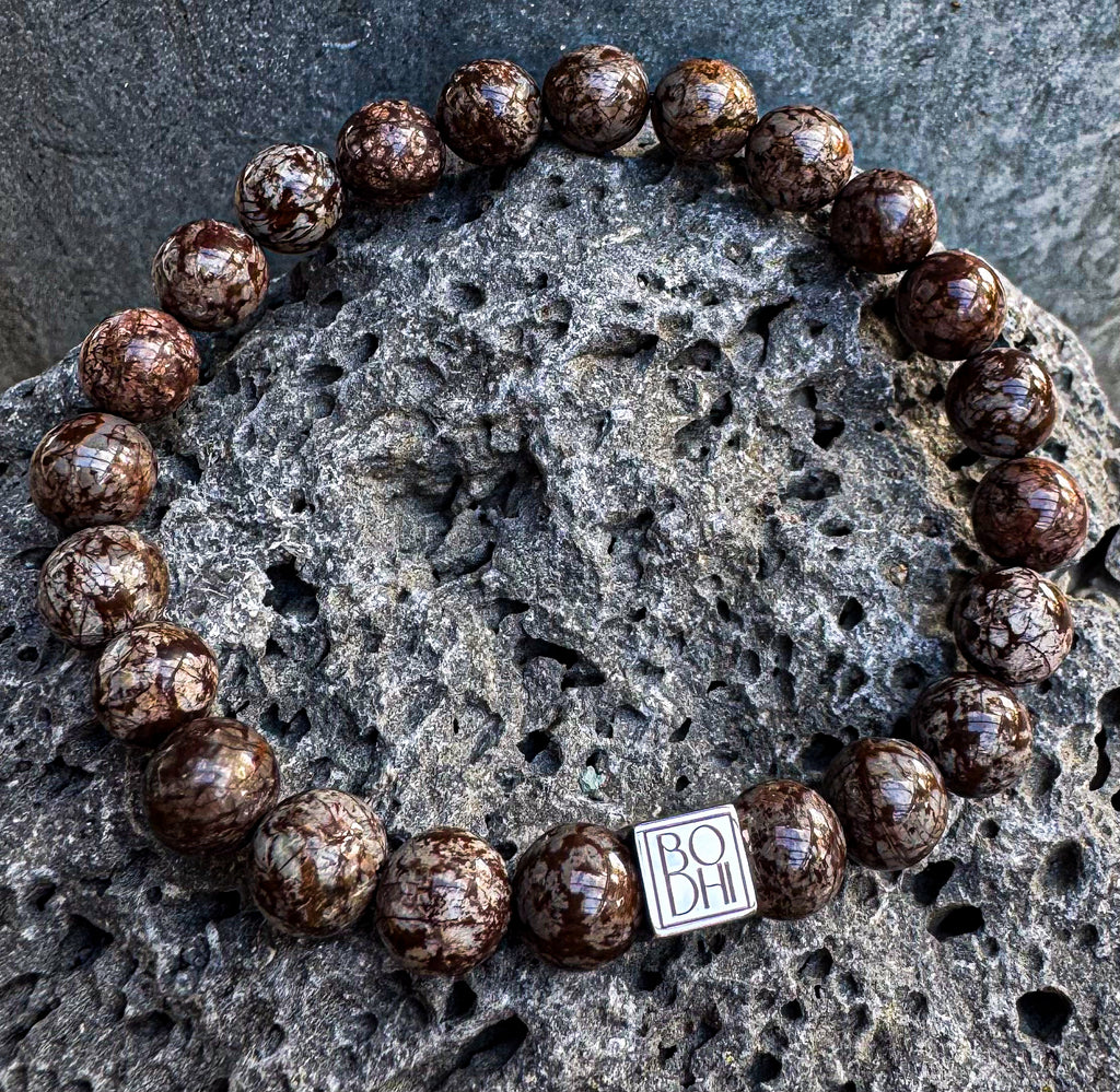 Bodhi Armband - Bruine sneeuwvlok obsidiaan 8mm